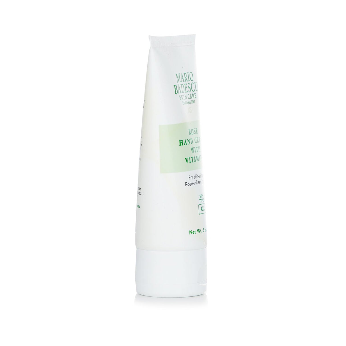 Luxurious Mario Badescu Hand Cream with Vitamin E in rose scent, 85g, hydrates and nourishes hands for soft, smooth skin.
