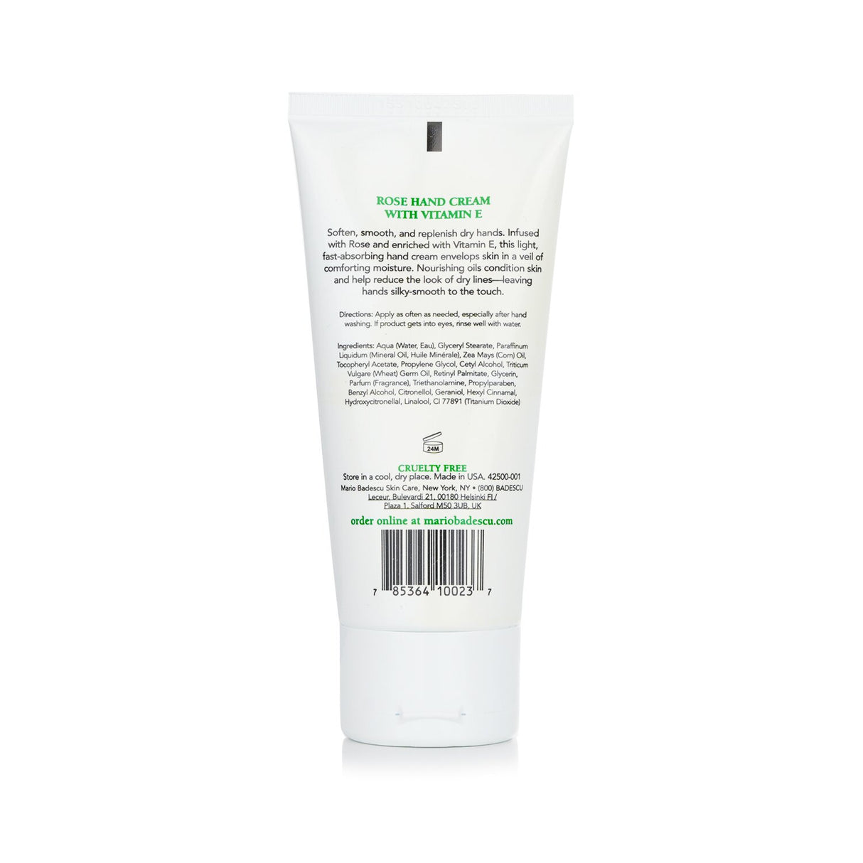 Luxurious Mario Badescu hand cream with Vitamin E, rose scent, 85g, hydrates and nourishes dry hands for soft revival.
