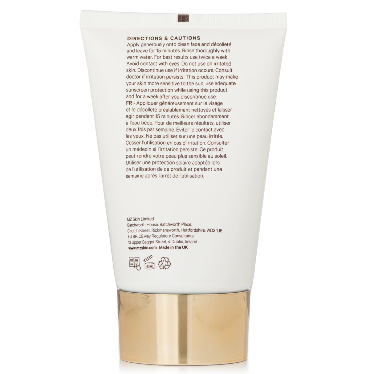 MZ Skin AHA Instant Clarity Mask, 100ml - Exfoliating facial mask for rejuvenated, brighter skin with reduced fine lines and pores.