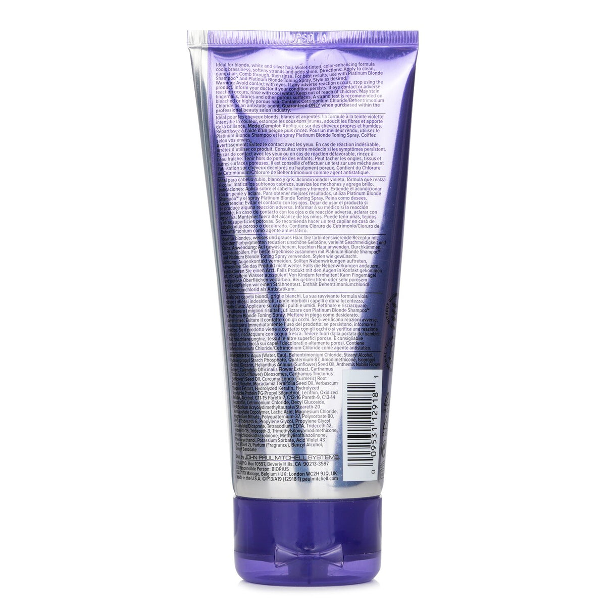 Purple conditioner for blonde hair, cools brassiness, adds hydration and shine, cucumber melon scent, 200ml size.