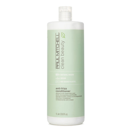 Paul Mitchell Clean Beauty Anti-Frizz Conditioner in 1000ml, enriched with almond oil and hyaluronic acid for smooth, manageable hair.