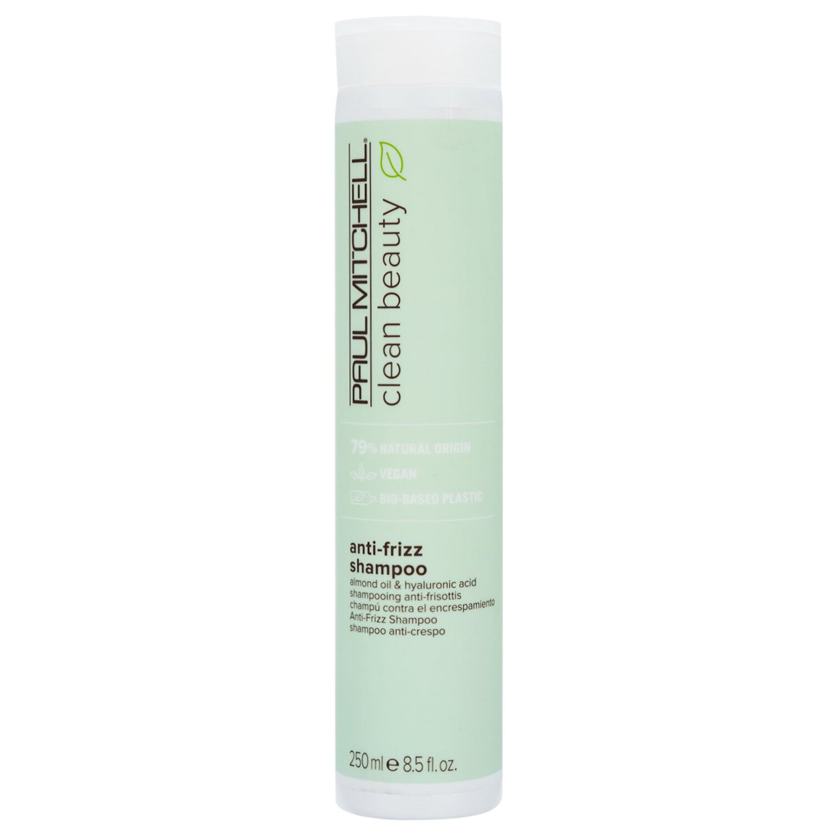 Paul Mitchell Clean Beauty Anti-Frizz Shampoo in 250ml, sulfate-free, vegan, with almond oil for smoother, manageable hair.