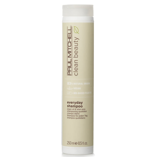 Paul Mitchell Clean Beauty Everyday Shampoo 250ml, vegan, sulfate-free, with argan oil and aloe vera for vibrant, healthy hair.