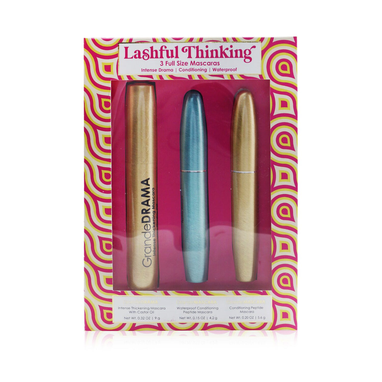 Grande Cosmetics Lashful Thinking Set features three mascaras for volume, length, and definition, perfect for stunning lashes.