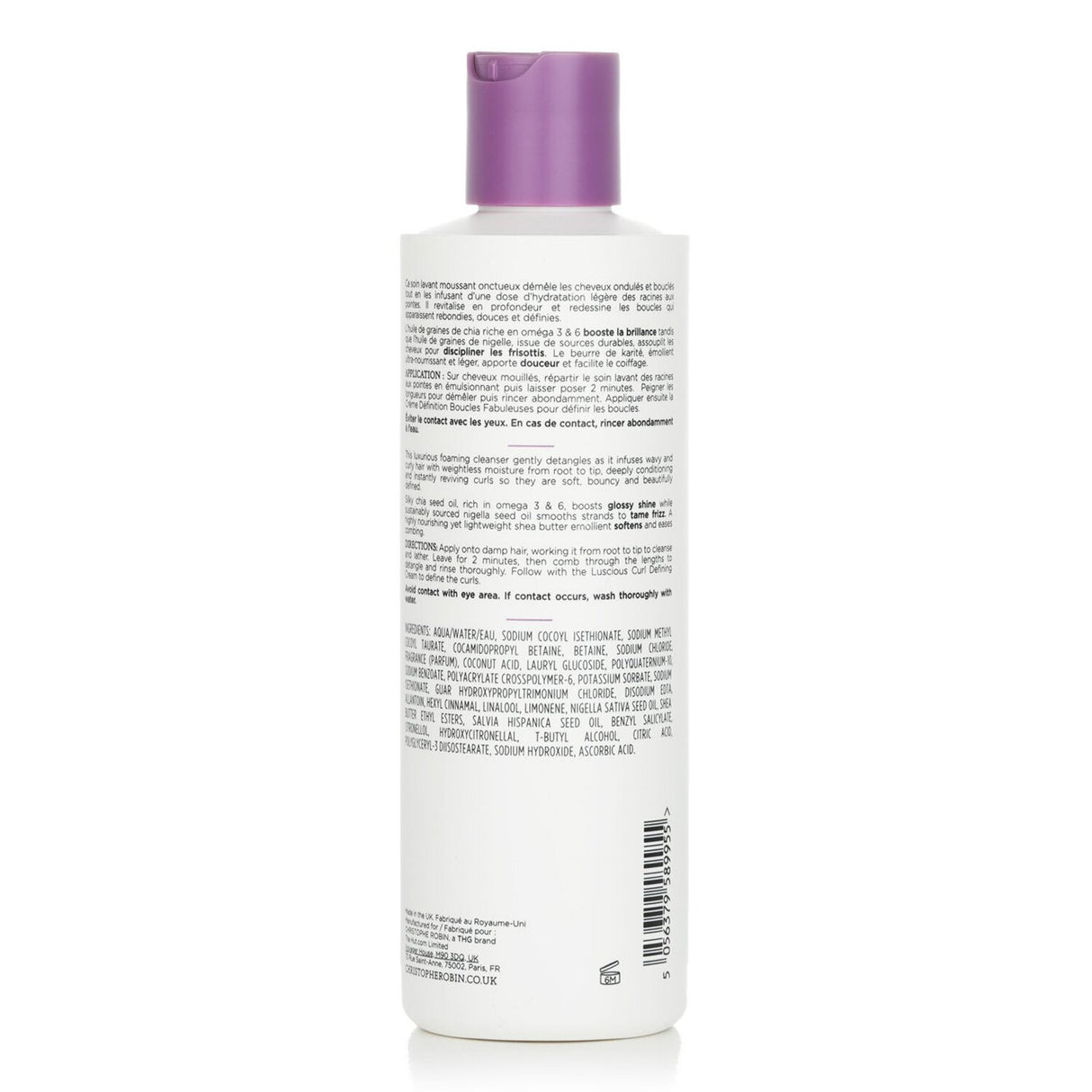 Gentle foaming cleanser with chia seed oil for beautifully defined, bouncy curls; nourishes and detangles wavy to curly hair.