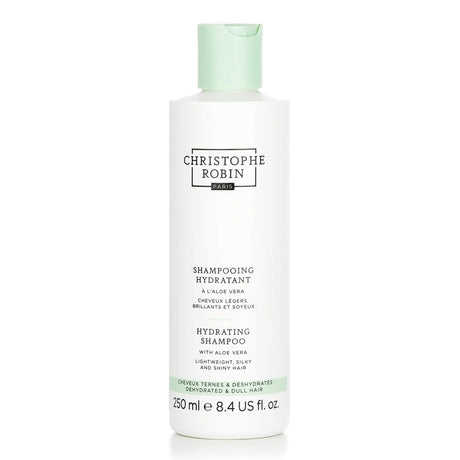 Hydrating shampoo with aloe vera for soft, shiny hair; gently cleanses and revitalizes dry strands for all hair types.