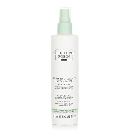 Hydrating leave-in mist with aloe vera, enhances shine, detangles hair, and restores moisture for smooth, manageable locks.