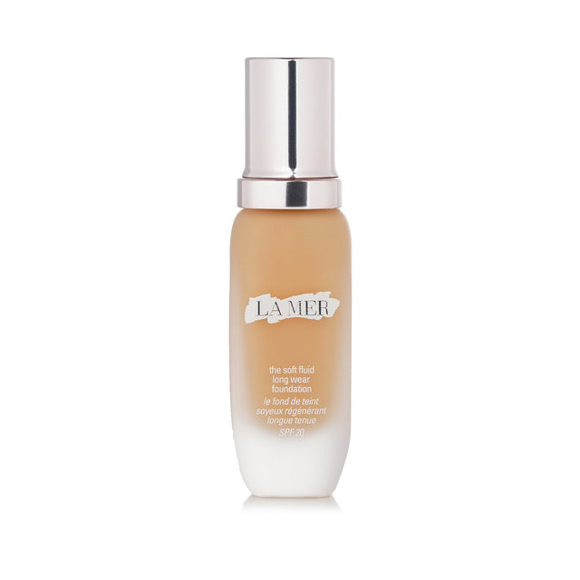 La Mer Soft Fluid Long Wear Foundation SPF 20 in #170 Warm Cameo, offering lightweight, long-lasting coverage and hydration.