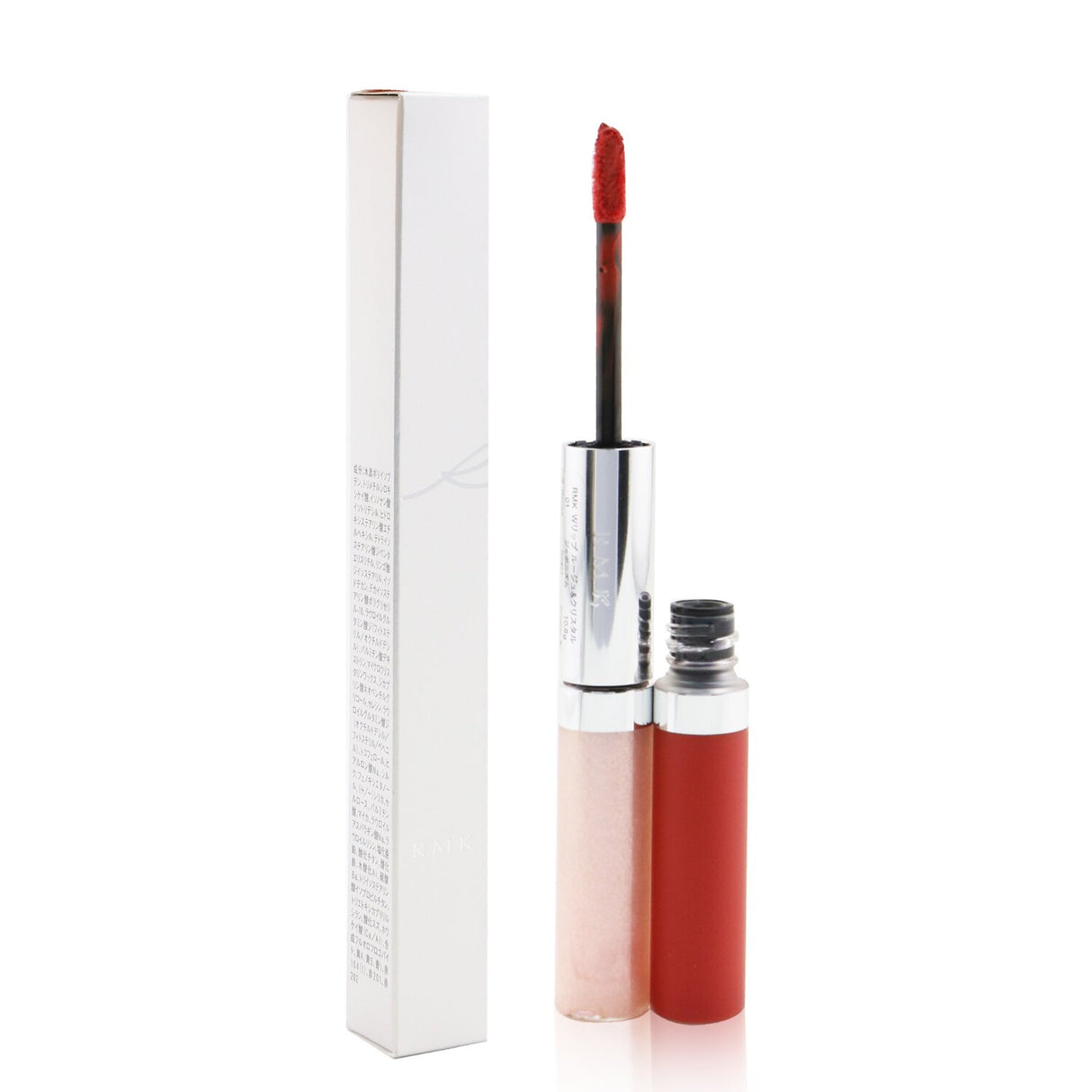 Double-ended lip product featuring vibrant matte rouge and lustrous gloss for versatile lip looks.