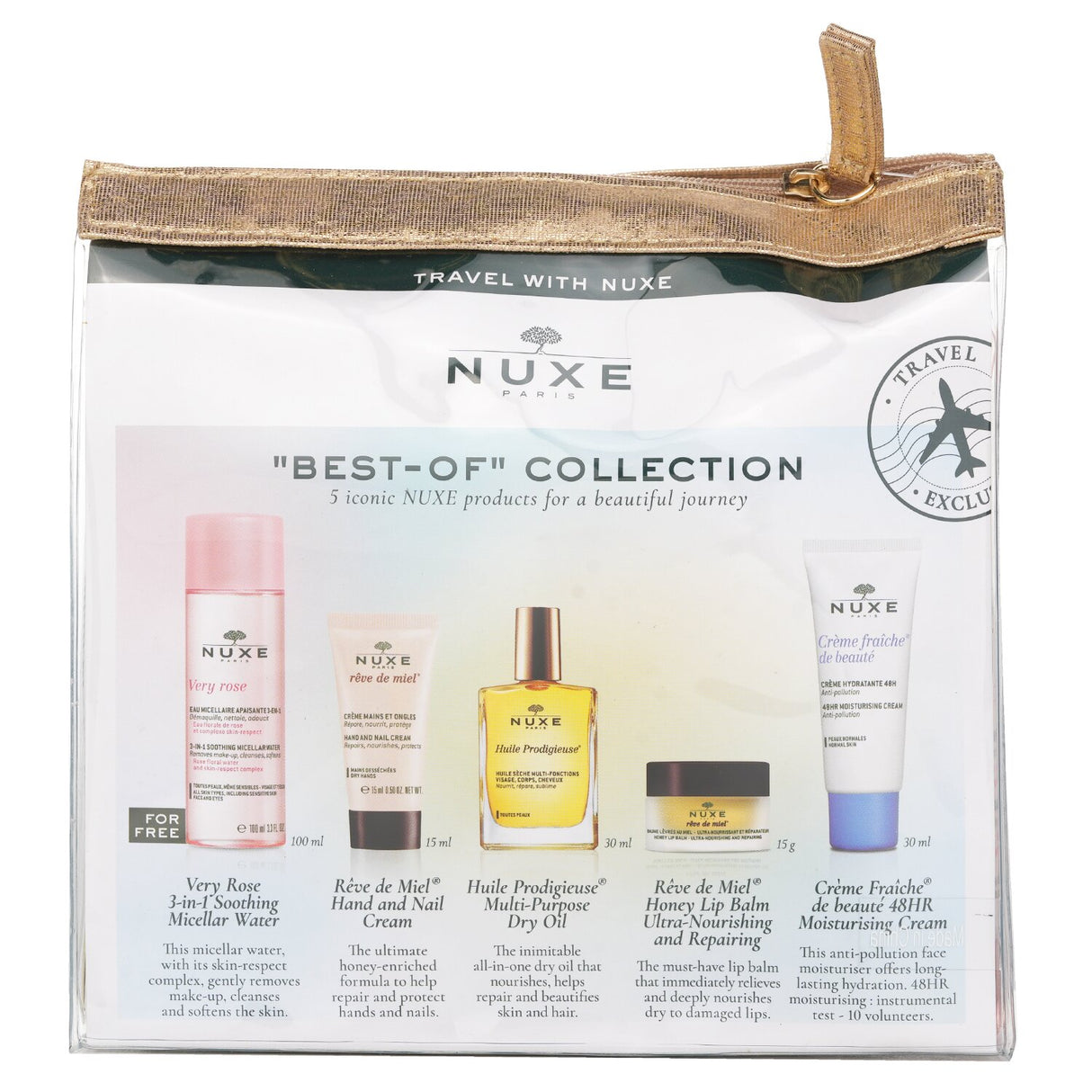 Nuxe Best-Of Collection Gift Set includes 5 luxurious skincare essentials for a radiant and hydrated complexion.