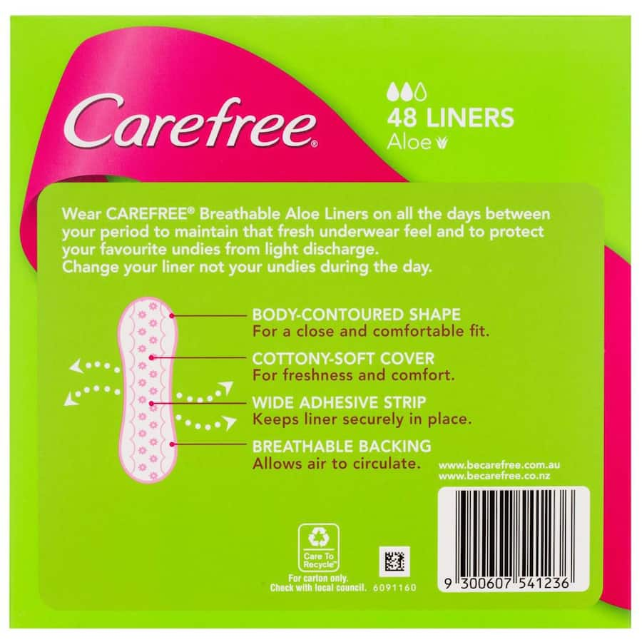 Carefree Panty Liners Aloe Breathable