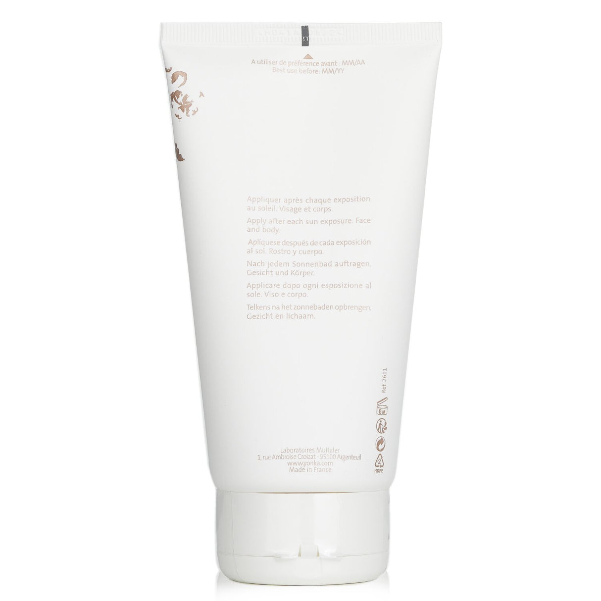 Soothing after-sun milk for face and body, hydrates and calms skin, enriched with plant extracts and Vitamin A.