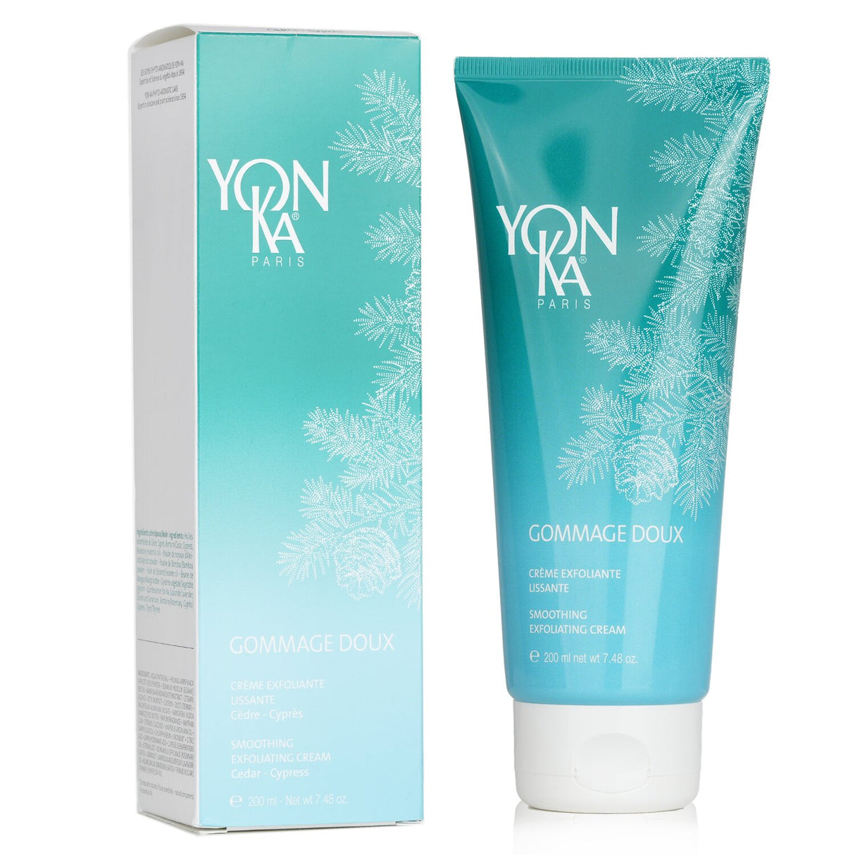 Yonka Gommage Doux is a 200ml exfoliating cream with 97% natural ingredients for smooth, soft, and radiant skin.