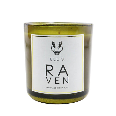Ellis Brooklyn Raven scented candle in a recycled glass container, eco-friendly soy wax, burns for 50-60 hours, hand-poured in NY.