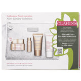"Clarins Nutri-Lumiere Collection: 4 skincare essentials & stylish bag for luminous, youthful skin."