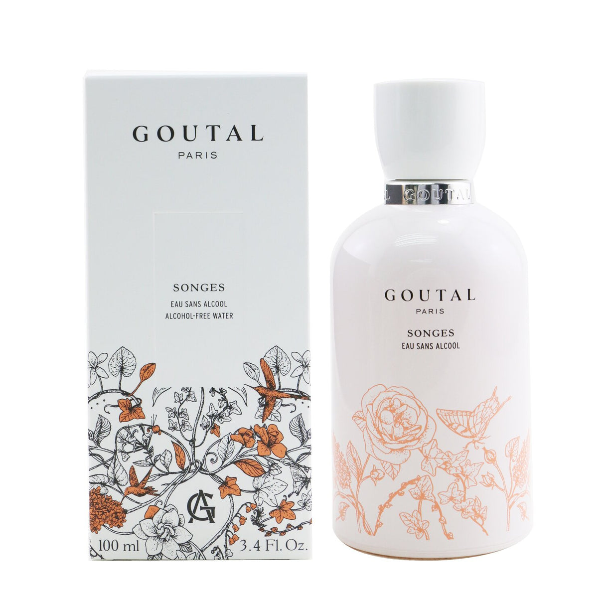 Goutal Songes Alcohol Free Water Spray: a refreshing oriental floral blend in a 100ml spray, suitable for body, hair, or clothing.