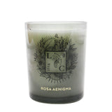 Vegan-friendly Rosa Aenigma candle in a 190g jar, crafted in France, offering a long-lasting, cozy fragrance experience.