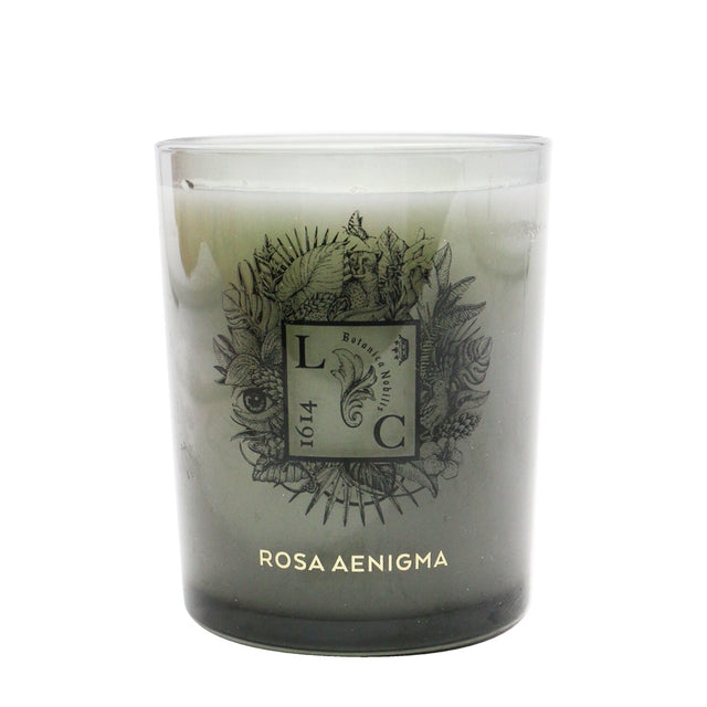 Vegan-friendly Rosa Aenigma candle in a 190g jar, crafted in France, offering a long-lasting, cozy fragrance experience.