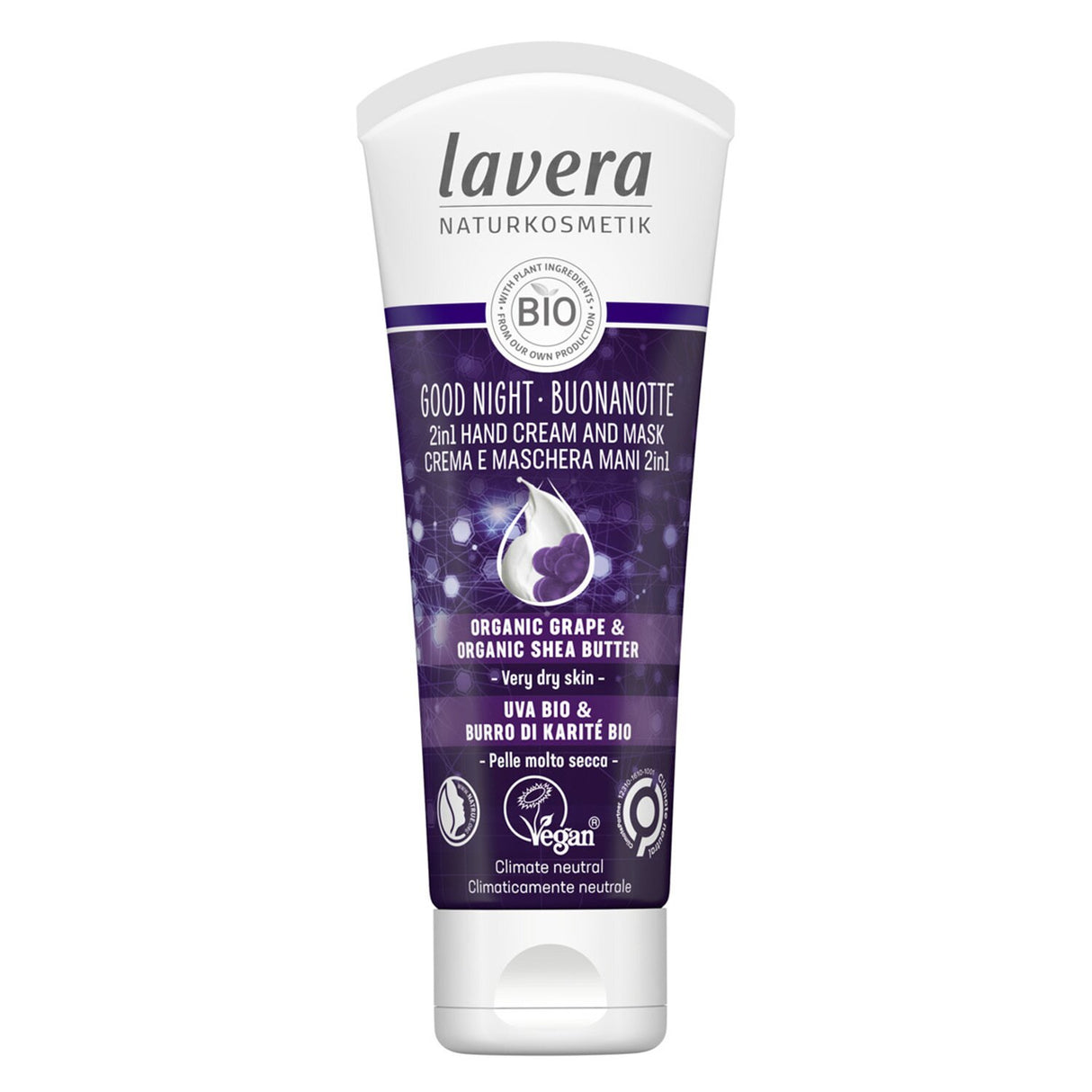 Lavera - Good Night 2In1 Hand Cream & Mask Wirh Organic Grape & Organic Shea But