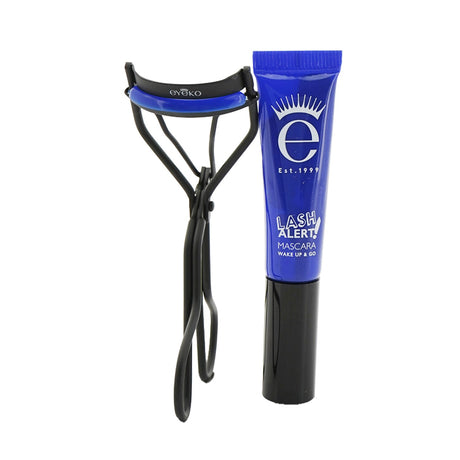 Eyeko Lash Alert Curler & Mascara Set featuring a plush curler and nourishing mascara for lifted, voluminous lashes.