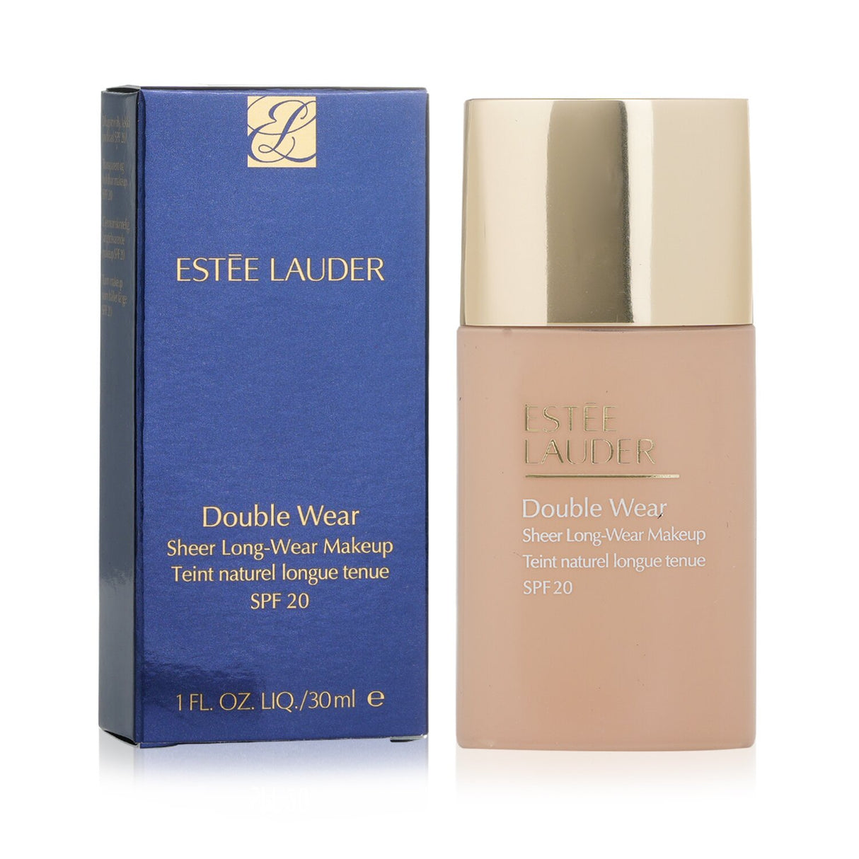 Estee Lauder Double Wear Sheer Makeup SPF 20 in shade #1C1 Cool Bone, providing lightweight, long-lasting coverage with a matte finish.