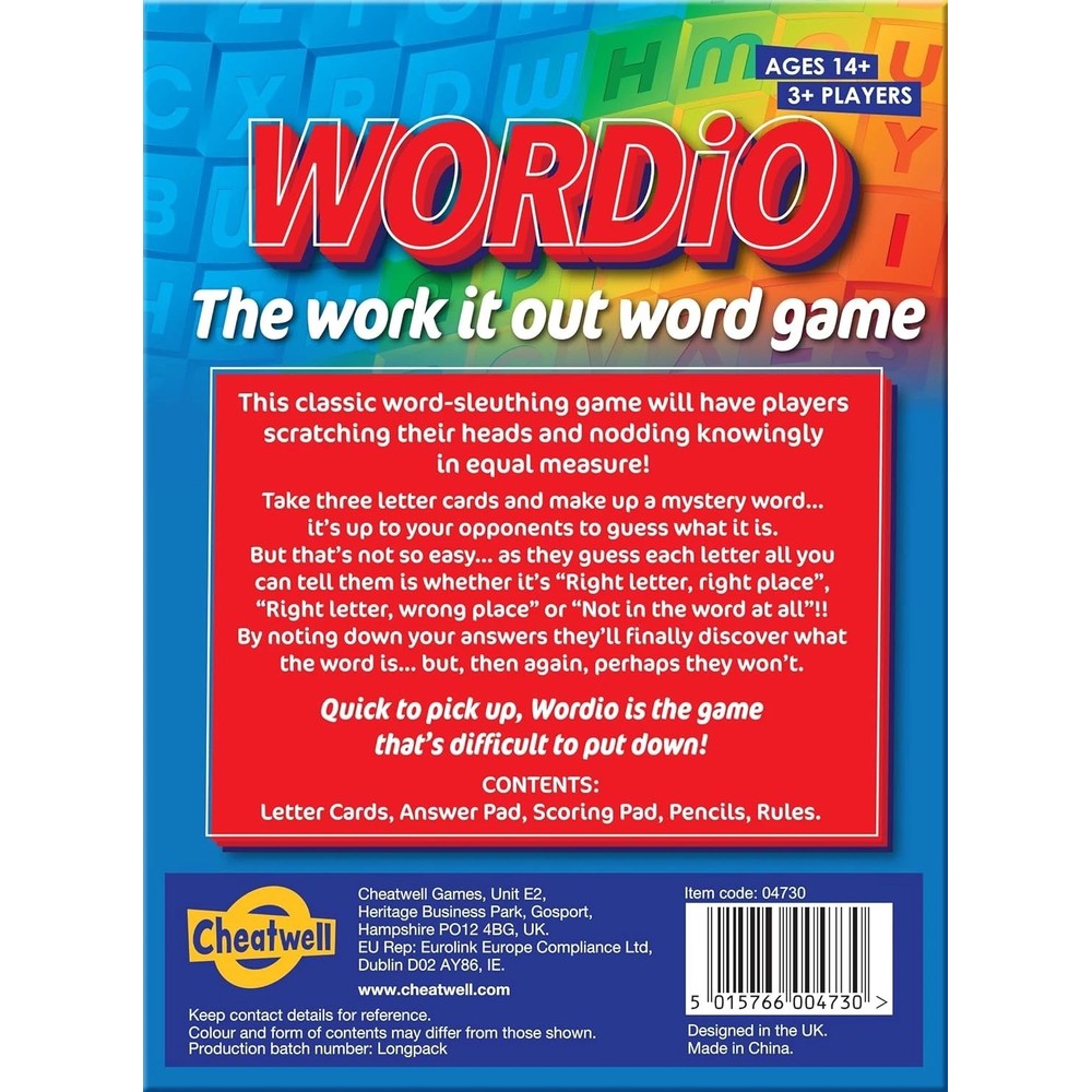 Wordio Work It Out Word Game