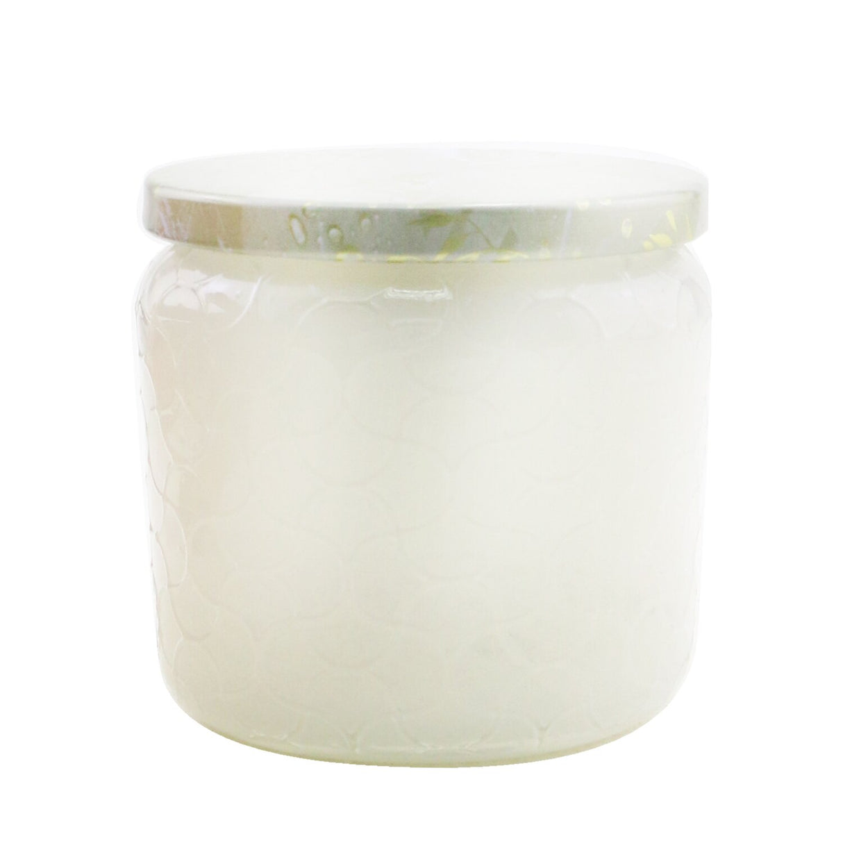 A luxurious mini candle in a decorative glass jar, featuring the soothing scents of eucalyptus and white sage.