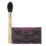 Sigma Beauty Berry Glow Cheek Duo includes a golden highlighter and rosy blush, accompanied by a travel blending brush.