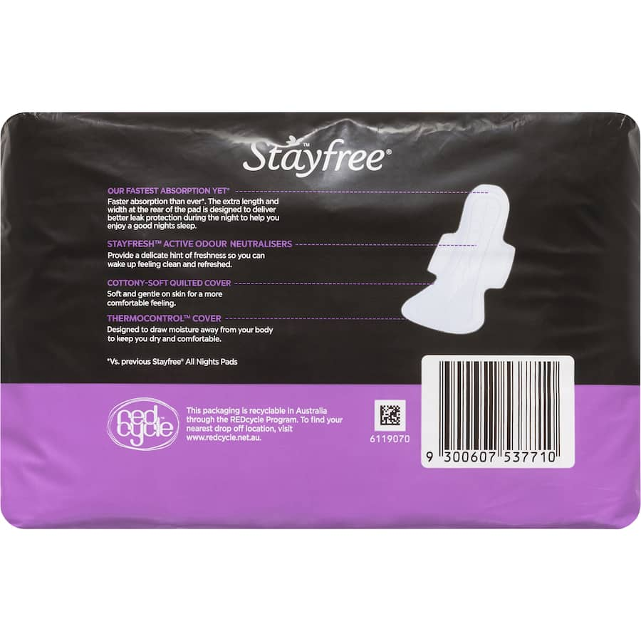 Stayfree Cotton Soft Pads All Night Wings