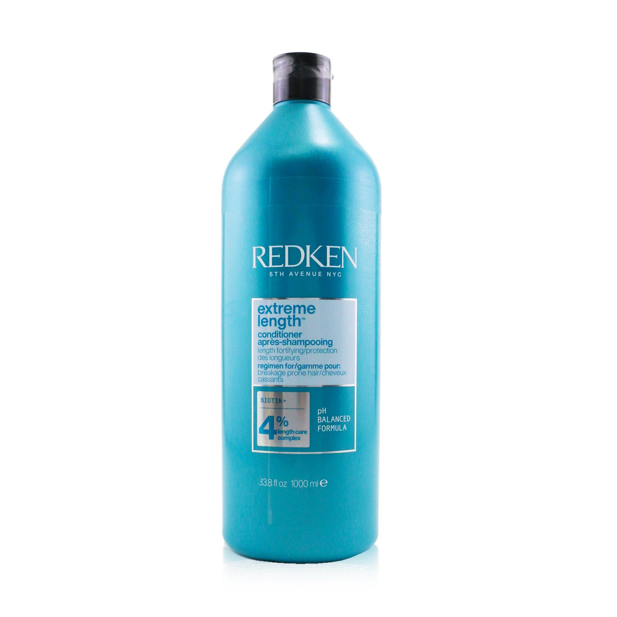 Redken Extreme Length Conditioner 1000ml, infused with Biotin and Castor Oil for strengthening and promoting healthy hair growth.