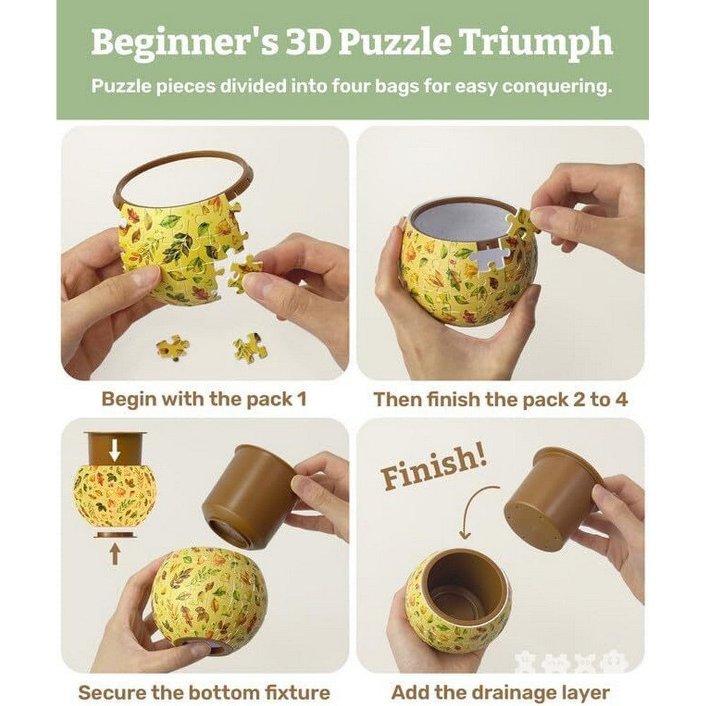 Puzzle - 3D - Flowerpot - Elegant Green