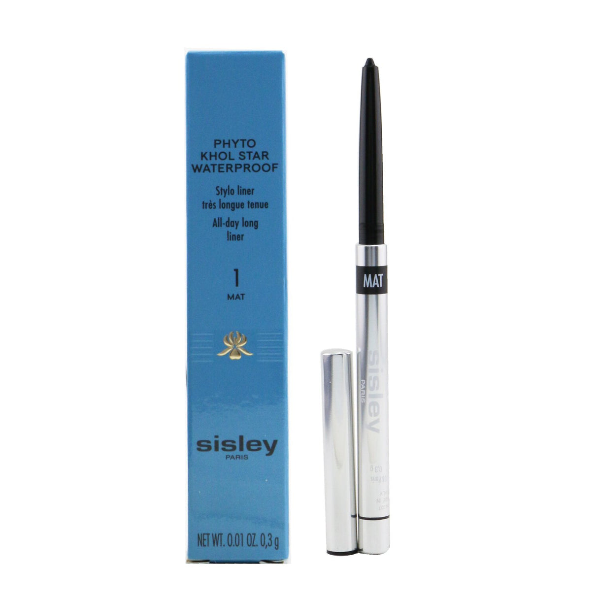 Waterproof automatic eye liner in Matte Onyx with integrated sharpener and nourishing formula for precision and comfort.