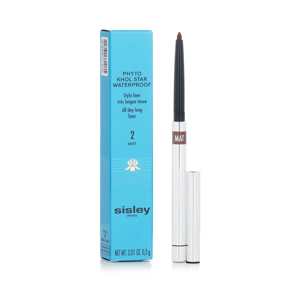 Sisley Phyto Khol Star Waterproof Stylo Liner #2 Matte Tonka, creamy, long-lasting eye pencil with built-in sharpener and nourishing oils.