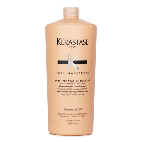 Kerastase Curl Manifesto shampoo for curly hair, enriched with Manuka Honey and Ceramide for hydration and frizz control.