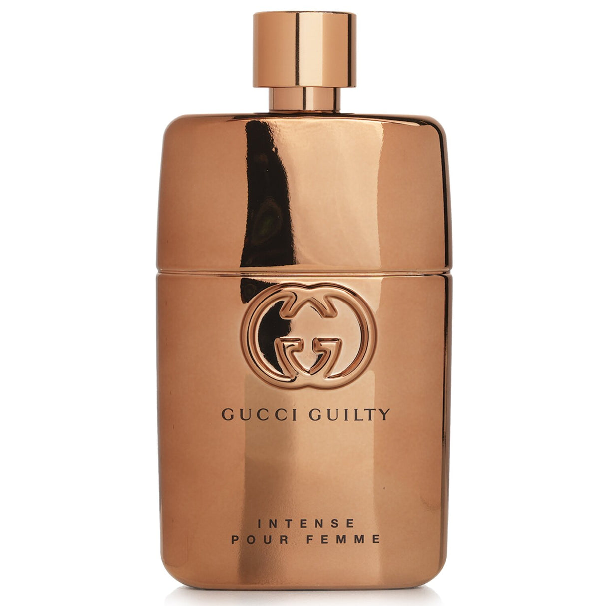 Elegant bronze bottle of Gucci Guilty Pour Femme Eau De Parfum, a floral woody scent for the mysterious woman.