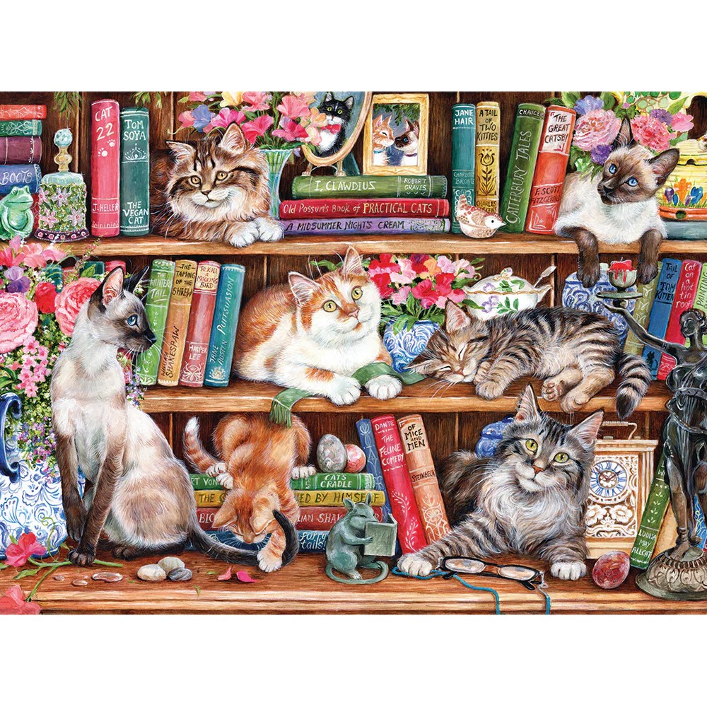 Gibsons - Puss Back In Books 1000 Piece - Jigsaw Puzzle