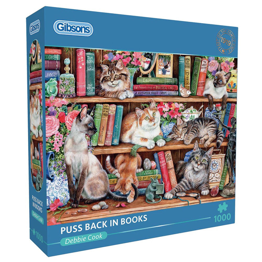 Gibsons - Puss Back In Books 1000 Piece - Jigsaw Puzzle