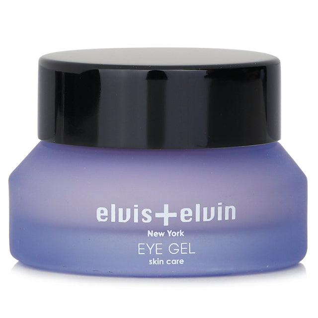 Elvis + Elvin Eye Gel in a 15ml tube, targeting dark circles with hydrating plant extracts for a refreshed, youthful look.