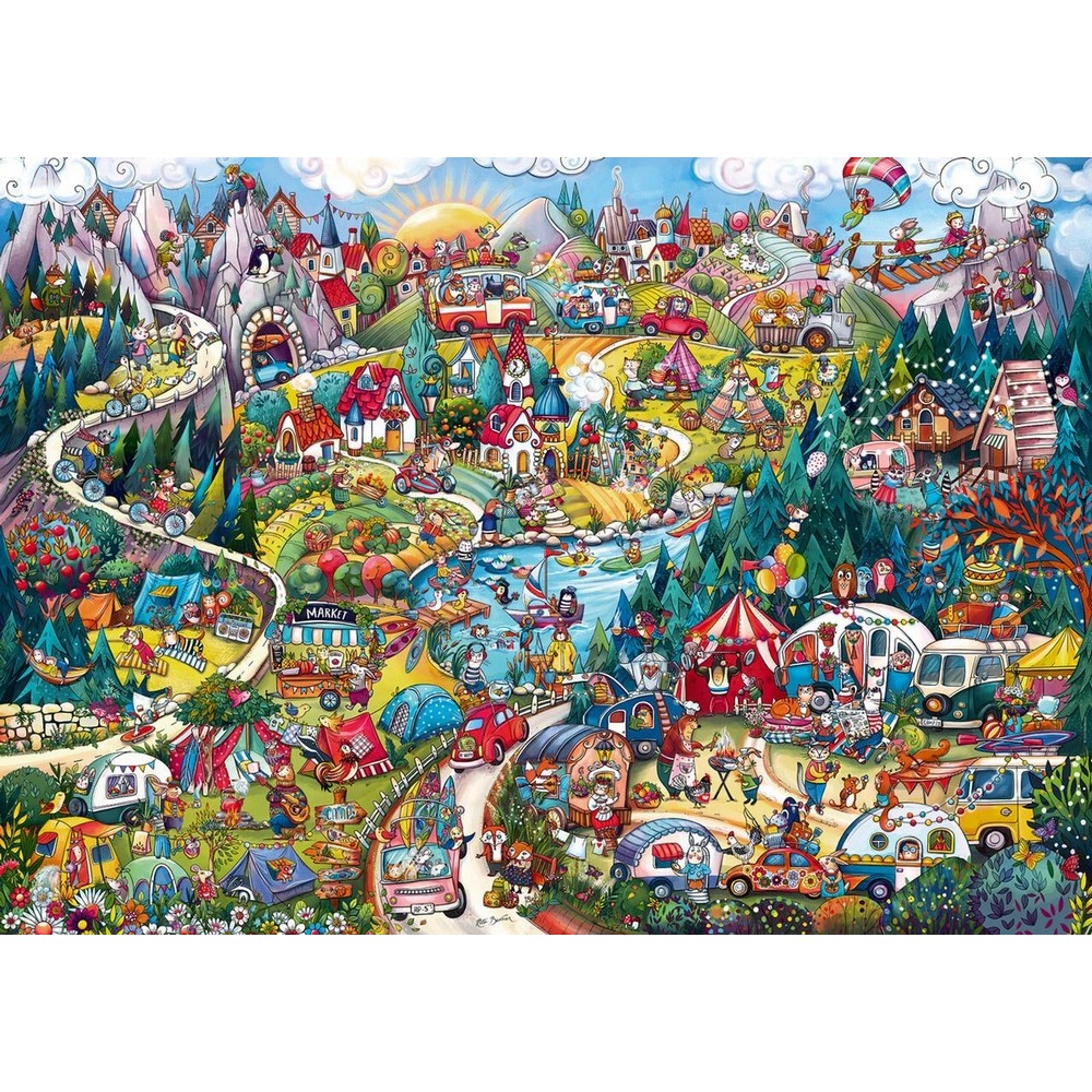 Heye - Triangular Box - Berman; Go Camping 2000 Piece - Jigsaw Puzzle