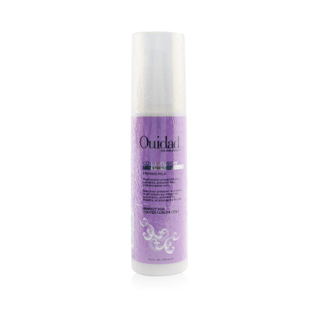 Ouidad Coil Infusion Soft Stretch Priming Milk 100ml, a nourishing curl primer for defined, moisturized, and frizz-free coils.