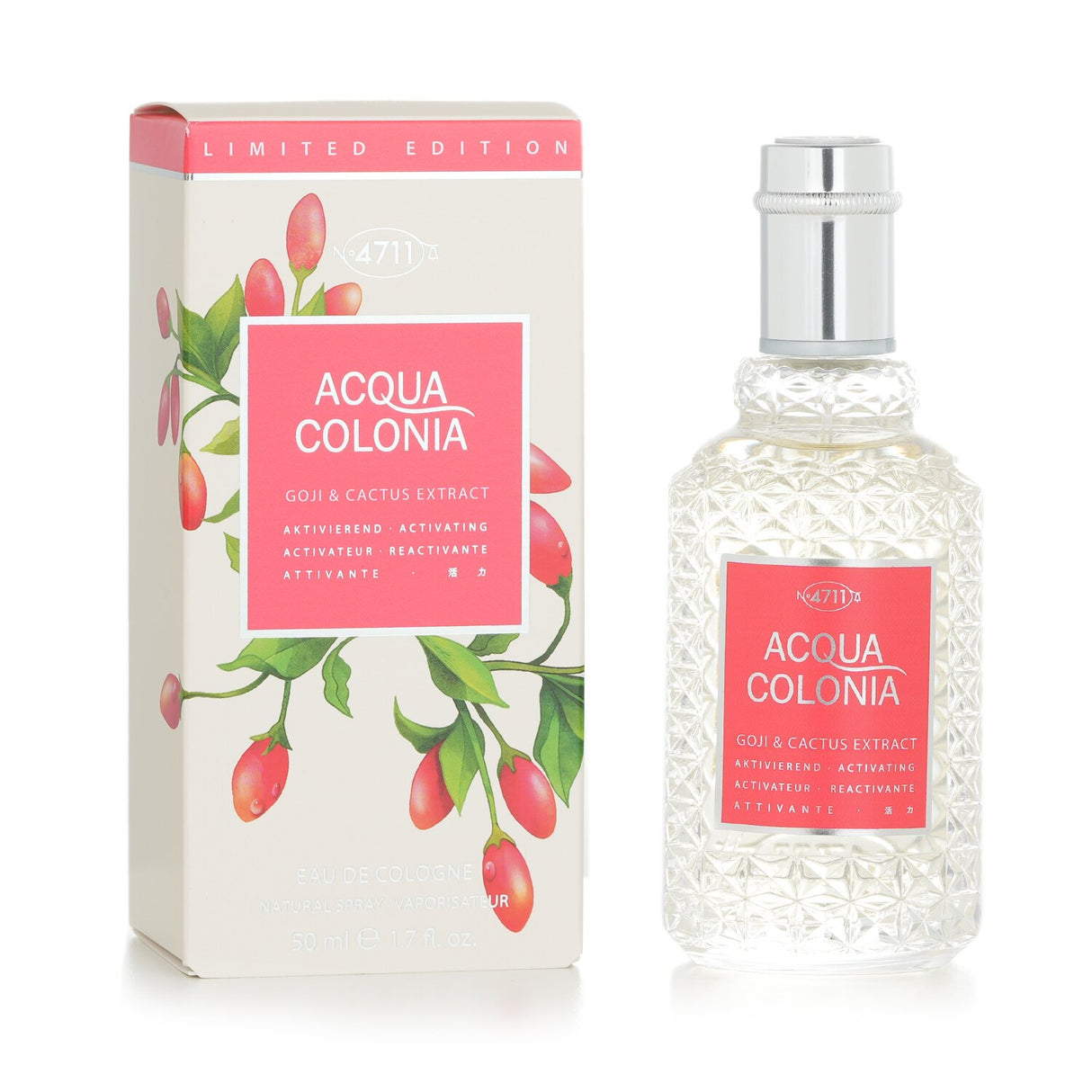 4711 Acqua Colonia Goji & Cactus Extract Eau De Cologne in a stylish 50ml bottle with fruity and aquatic notes, ideal for all.