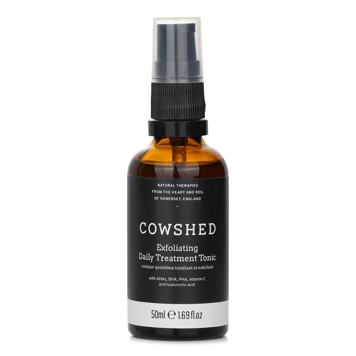 Cowshed Exfoliating Daily Treatment Tonic, a 50ml lotion that brightens and renews skin with natural ingredients and exfoliating acids.