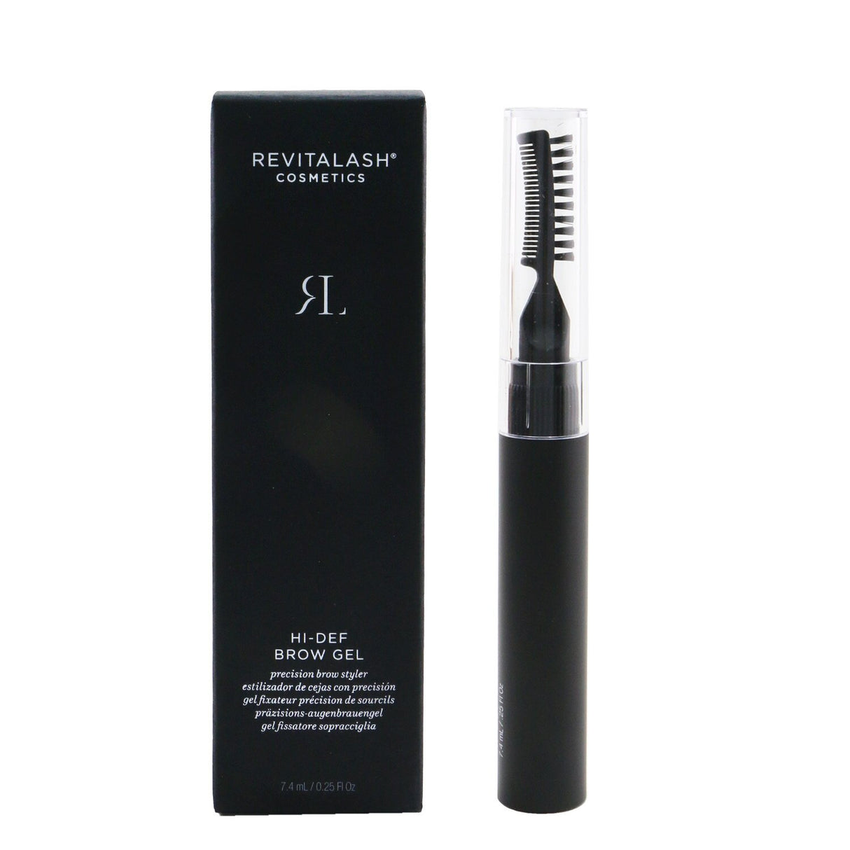 RevitaLash RevitaBrow tinted gel in clear, 7.4ml, enhances and defines brows, features a double-ended applicator for precision.