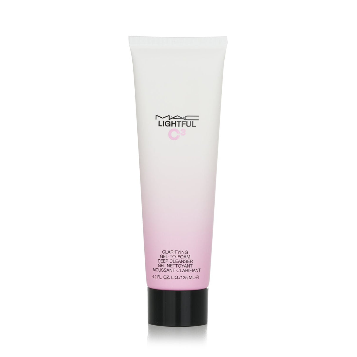MAC Lightful C3 Clarifying Gel-To-Foam Deep Cleanser in 125ml, transforms from gel to foam, gently cleanses for radiant skin.
