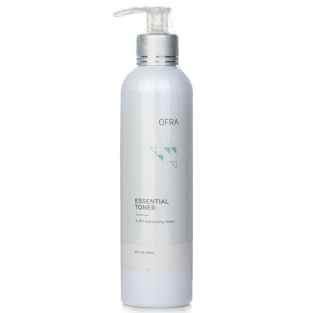 OFRA Cosmetics Essential Toner in 240ml bottle, a pH-balancing facial toner with aloe vera and rosemary for healthy skin.