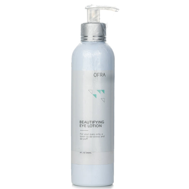 Luxurious 240ml eye lotion with chamomile and aloe vera to hydrate, de-puff, and remove makeup for vibrant, refreshed eyes.