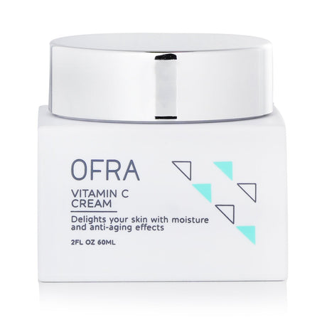 OFRA Vitamin C Cream in 60ml, a brightening moisturizer with Vitamin C, Sodium Hyaluronate, and avocado oil for radiant skin.