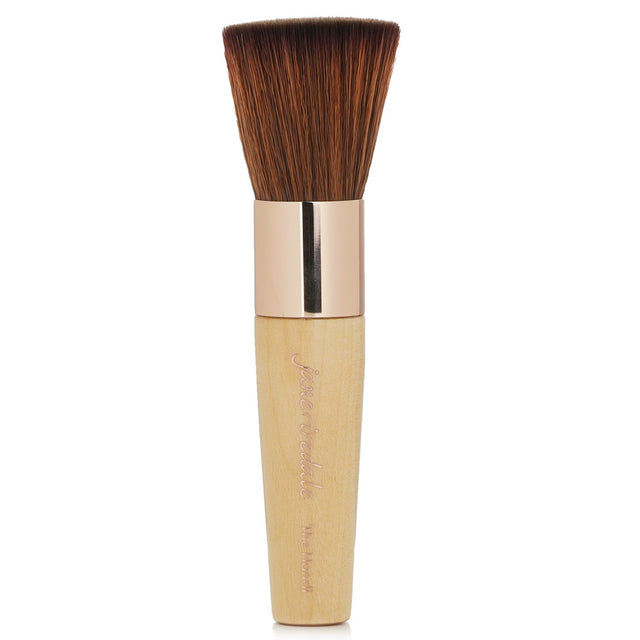 Luxurious rose gold Handi Brush with soft goat hair for flawless makeup application of base, blush, bronzer, and shimmer powders.