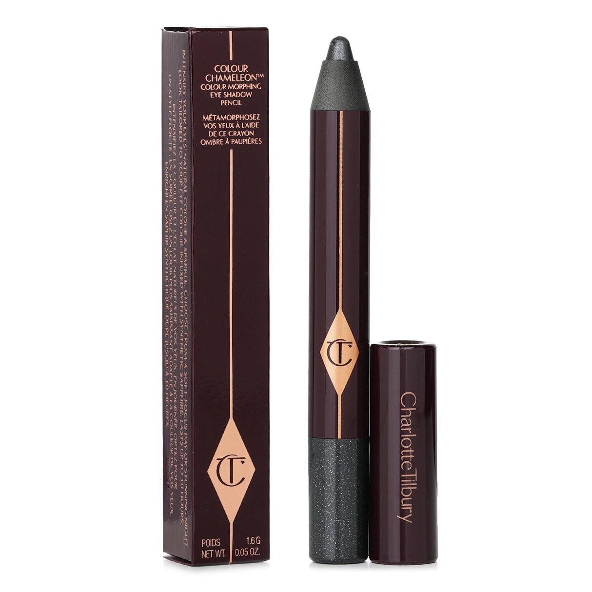 Charlotte Tilbury Colour Chameleon Eye Shadow Pencil in #Black Diamonds, featuring a shimmering black shade for vibrant eye looks.