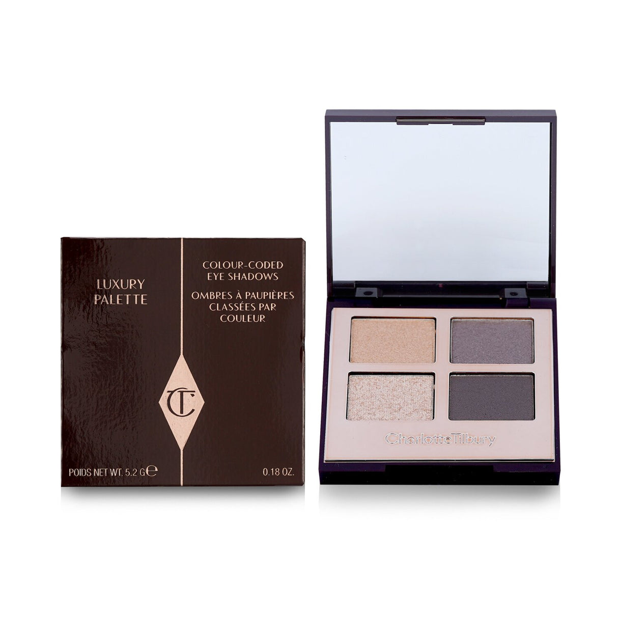 Charlotte Tilbury Luxury Palette #The Uptown Girl features four blendable shades for a glamorous and versatile eye look.